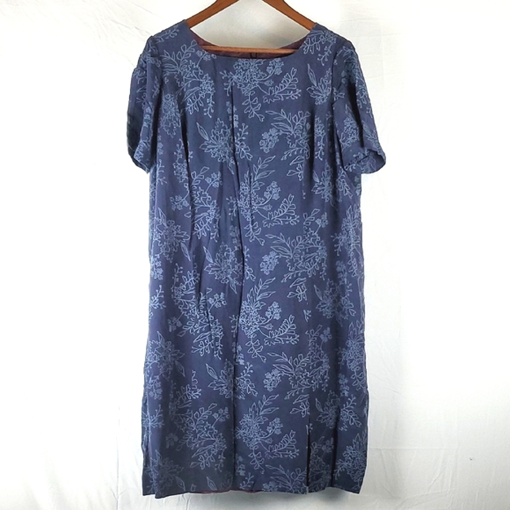 Vintage Patrick Blue Floral Silk Midi Dress